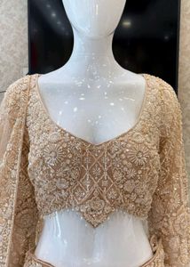 GOLD BEADS AND SEQUINS WORK CROP TOP DESIGNER BRID