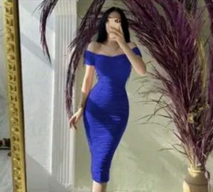 Royal Blue Off-Shoulder Bodycon Dress