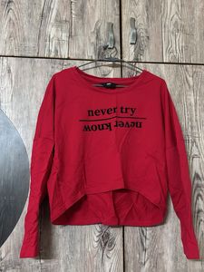 Red Graphic Print Cropped T-Shirt