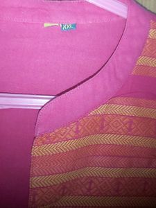 Vibrant Pink Kurta with Orange Accents