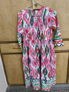 Frock Style Colourful Kurta With Pockets