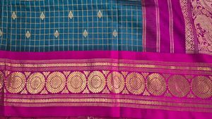 Elegant Teal &amp; Pink Silk Saree