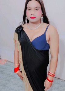Elegant Black and golden ready to wear saree