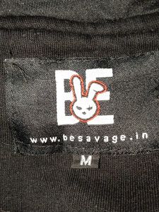Black Graphic Zip-Up Hoodie with Balaclava