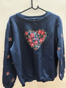 Floral Heart Embroidered Sweatshirt