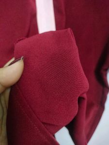 Burgundy Top with Color Block Details