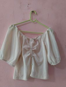 Cute White Puff Sleeve Top