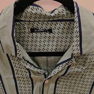 Vintage Green Striped Oversized Shirt