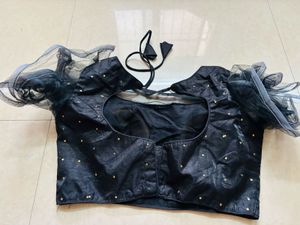 Black frill blouse