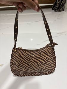 Westside Zebra Print Shoulder Bag with Studs