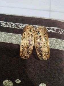Gold Bangles with Intricate Detailing