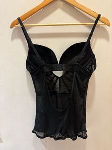 Black Lace Detail Corset Top