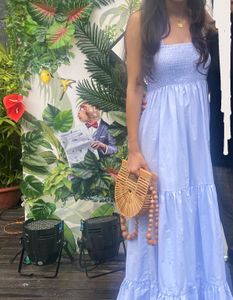 Light Blue Smocked Tiered Maxi Dress