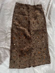 Sparkly Brown Midi Skirt