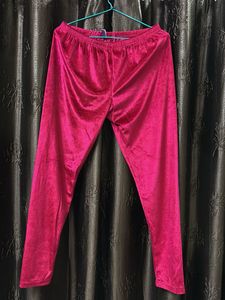 Vibrant Pink Velvet Leggings
