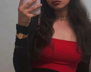 Red Strapless Crop Top
