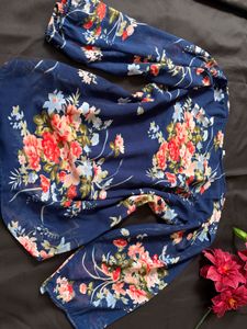 Blue Floral Print Top