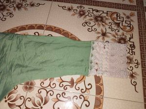 Elegant Light Green Cotton Embroidered Suit Set