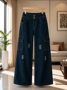 Women’s Wide Leg Cargo Jeans Combo – 2 Pieces