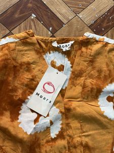 Orange Tie-Dye Kurta Set with Pom-Pom Trim