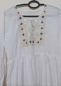 Embroidered White Peasant Dress
