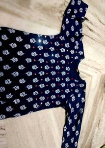 Elegant Navy Blue Printed Kurta