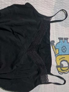 Lace Trim Black Camisole