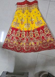 Kid Stunning Yellow&amp;Red Embroidered Lehenga Choli