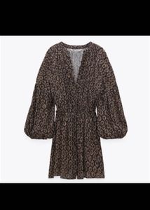 Zara Brown Print Mini Dress