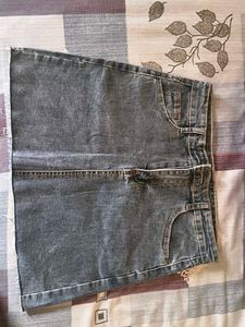 Distressed charcoal black Denim Mini Skirt