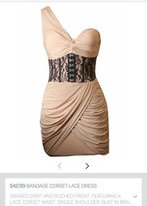 y2k beige corset dress