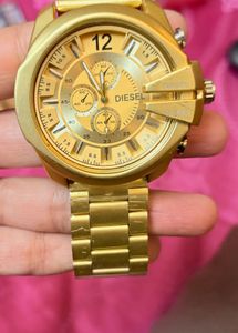 Gold Diesel Chronograph Watch first copy