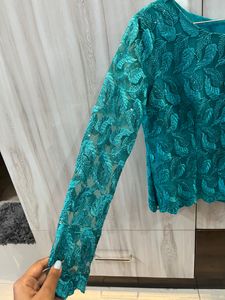 Beautiful Lace Top With Net Sleeves + Lining