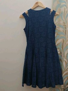 Elegant Navy Blue Lace Dress