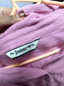 Chic Pink Linen Blend Shirt M size