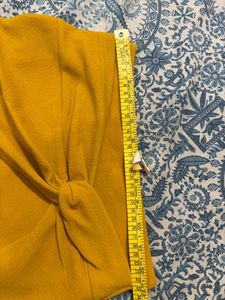 Mustard Yellow Textured Skirt with Knot Detail