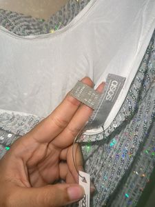 Asos Sparkling Silver Mini Dress