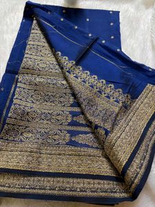 Royal Blue Embroidered Silk Saree
