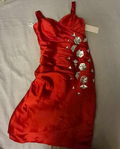 Beautiful silk red embellished elegant party dress