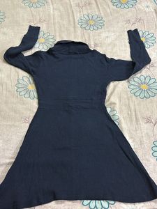 Navy Blue Turtleneck Knit Dress