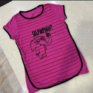 Cute Pink Striped Elephant Graphic Tee