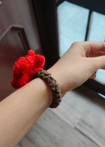 Red Flower Hair Scrunchie