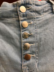 High Rise Light Wash Button Jeans