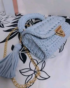 Crochet Handbag with Tassel &amp; Chain