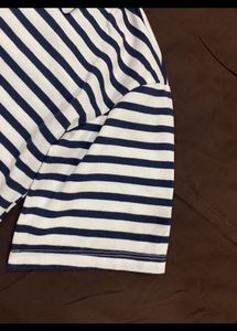 STREET 9 Blue Striped Polo Collar Cotton T.Shirt