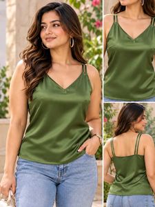 Olive Green Satin Cami Top