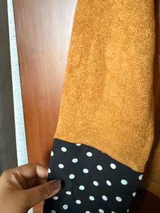 Mustard Yellow Polka Dot Collar Top
