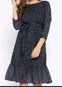 Offer price,Chic Navy Floral Midi Dress