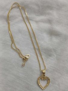 Gold Tone Heart Necklace &amp; Earrings Set
