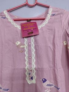 Cotton Lavender Kurta Set